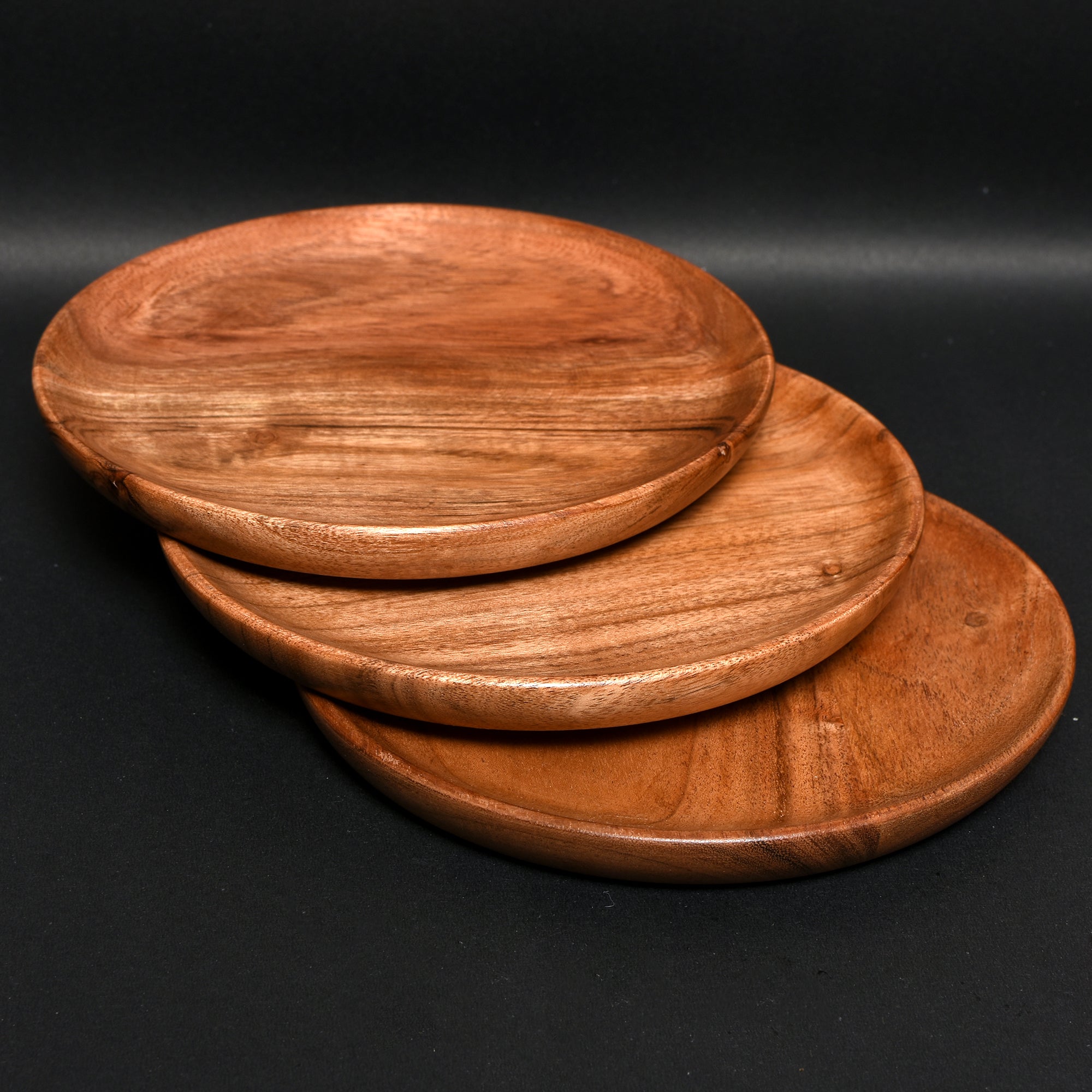 Rustic Round Wood Plate – Ideal for Fruits & Dry Snacks 7(inch) SET OF 3