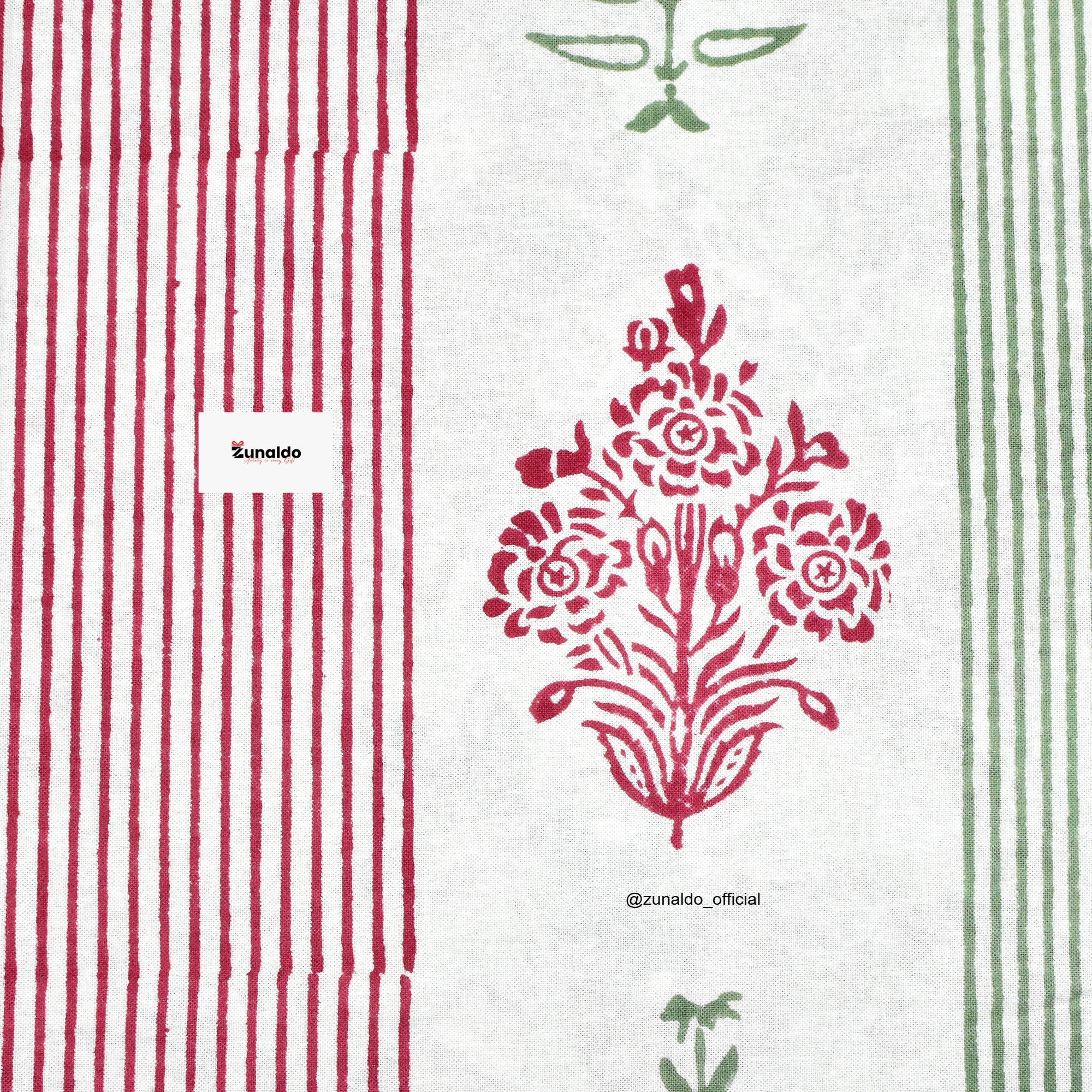 Multicolor Floral Striped Hand Block Cotton Bedsheet Set – King Size (90x108 Inch) with Pillow Covers