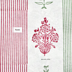 Multicolor Floral Striped Hand Block Cotton Bedsheet Set – King Size (90x108 Inch) with Pillow Covers
