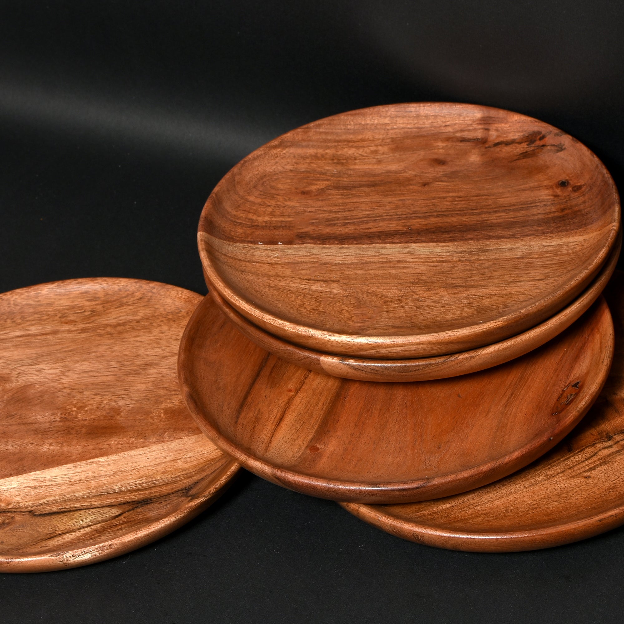Rustic Wooden Snack Plates – Eco-Friendly & Aesthetic  8 (INCH) SET OF 6