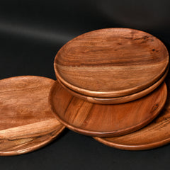 Rustic Wooden Snack Plates – Eco-Friendly & Aesthetic  8 (INCH) SET OF 6