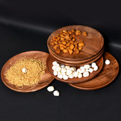 Rustic Wooden Snack Plates – Eco-Friendly & Aesthetic  8 (INCH) SET OF 6