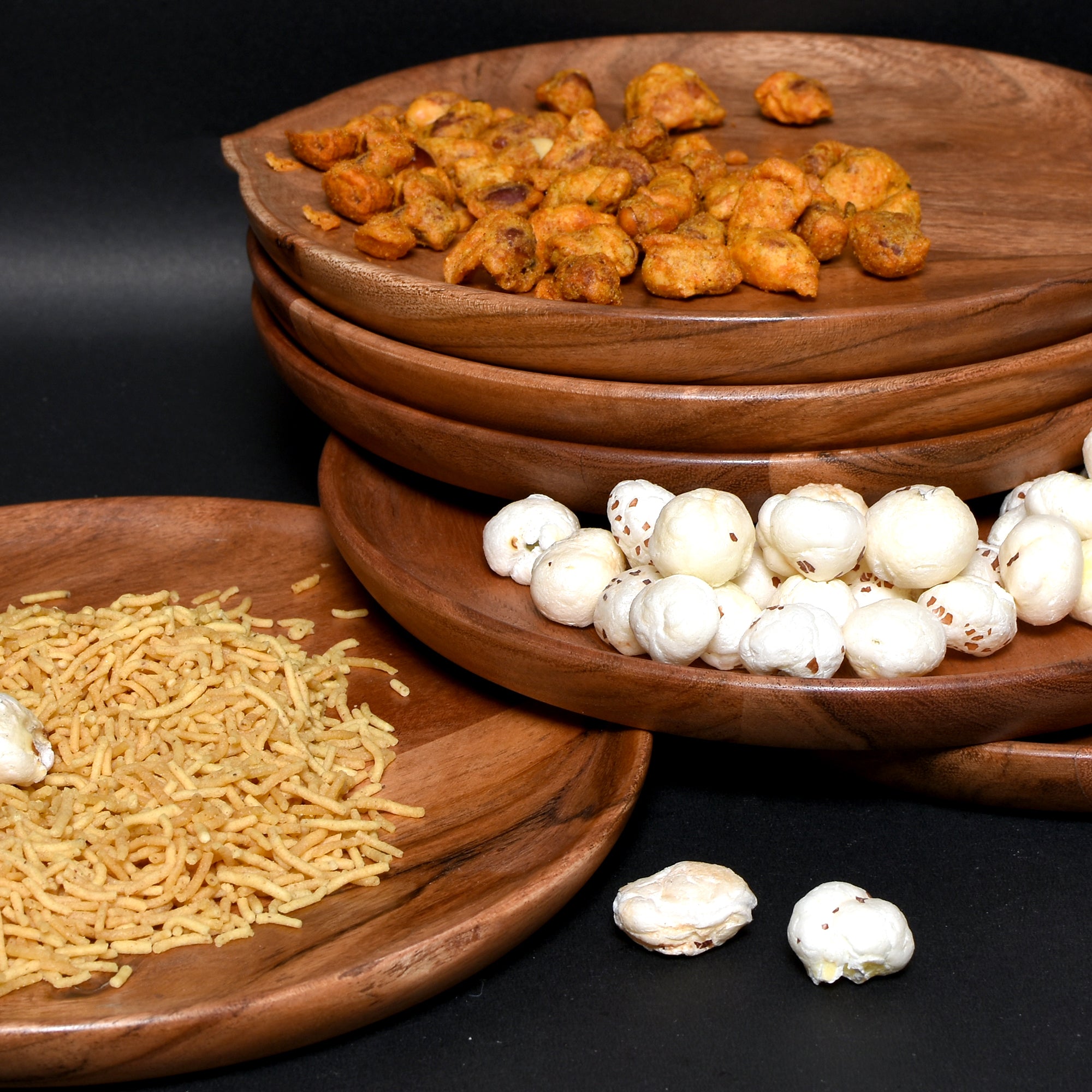 Rustic Wooden Snack Plates – Eco-Friendly & Aesthetic  8 (INCH) SET OF 6