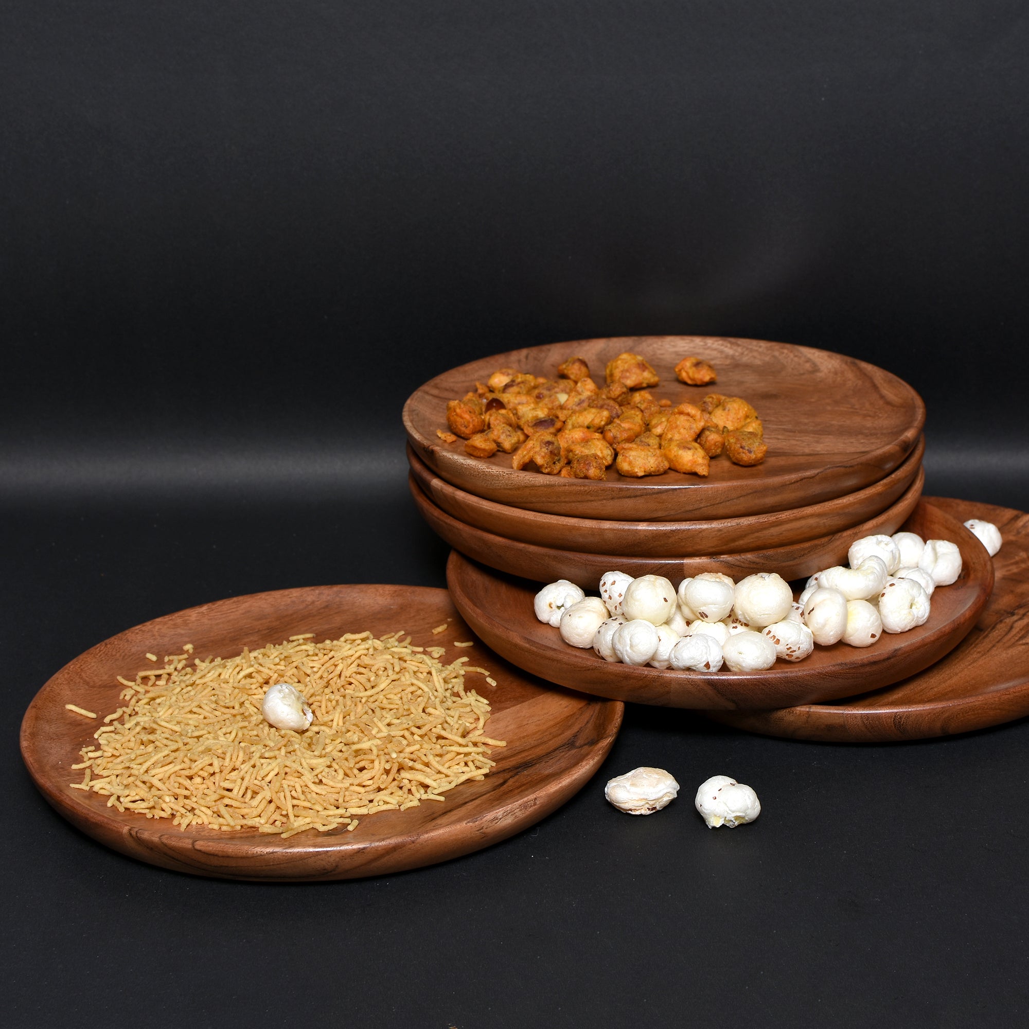 Rustic Wooden Snack Plates – Eco-Friendly & Aesthetic  8 (INCH) SET OF 6