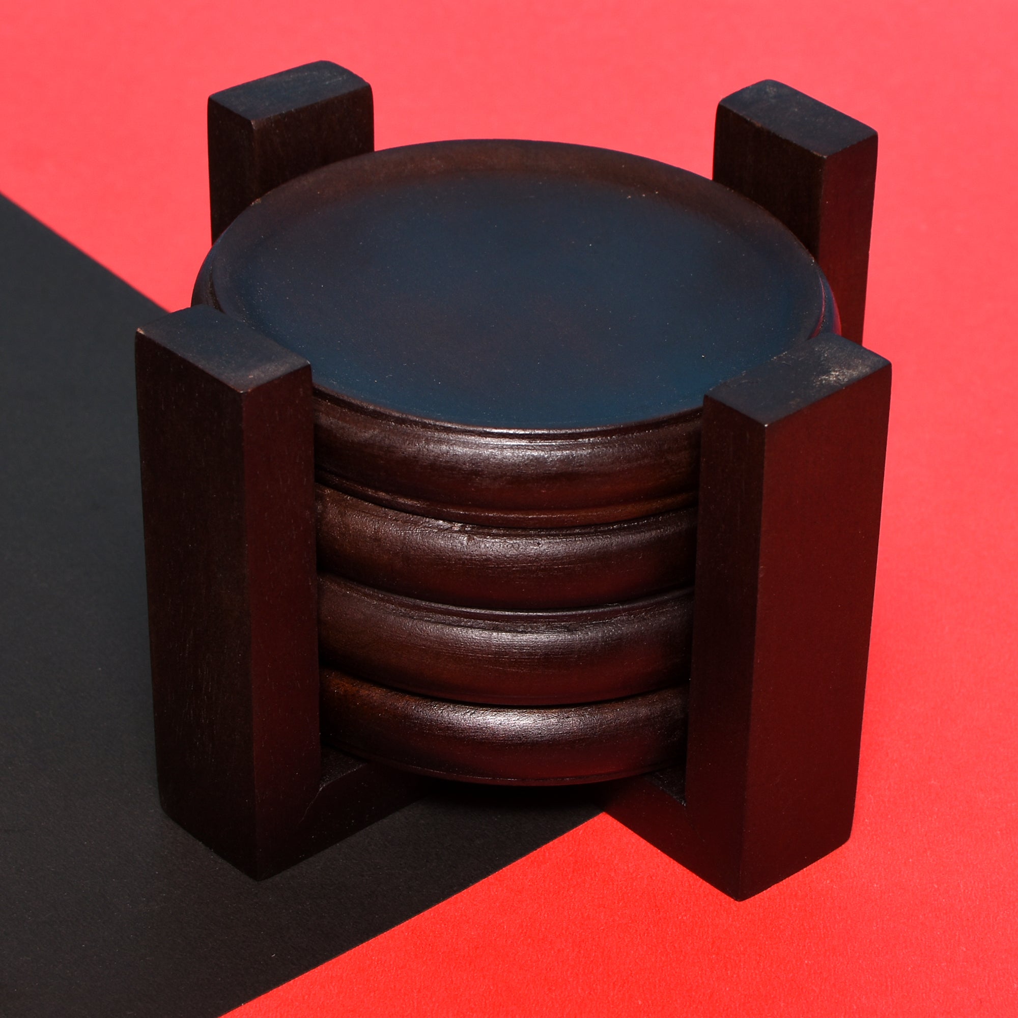 Wooden Coaster with Stand  Height 0.5 Weight 385 gm