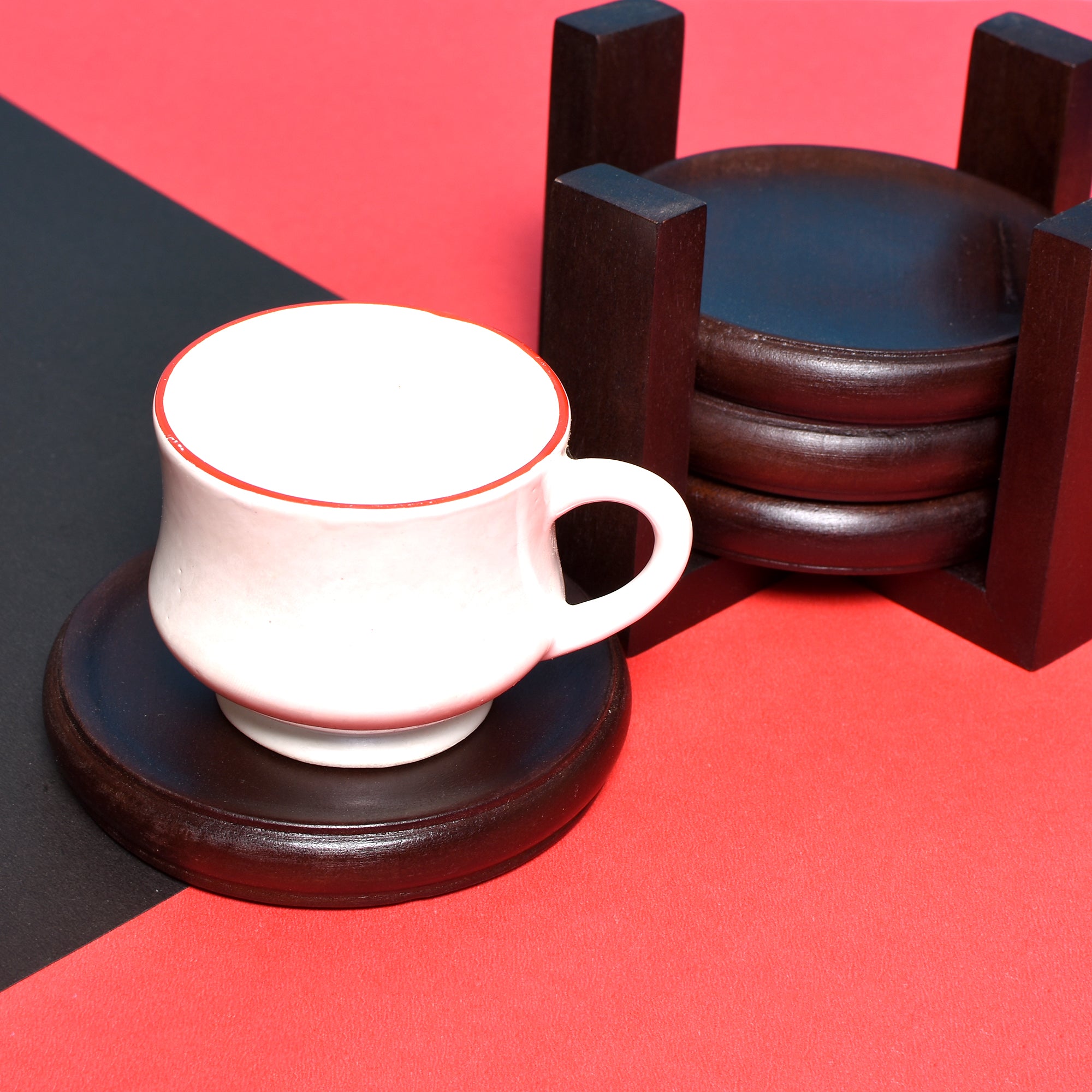 Wooden Coaster with Stand  Height 0.5 Weight 385 gm