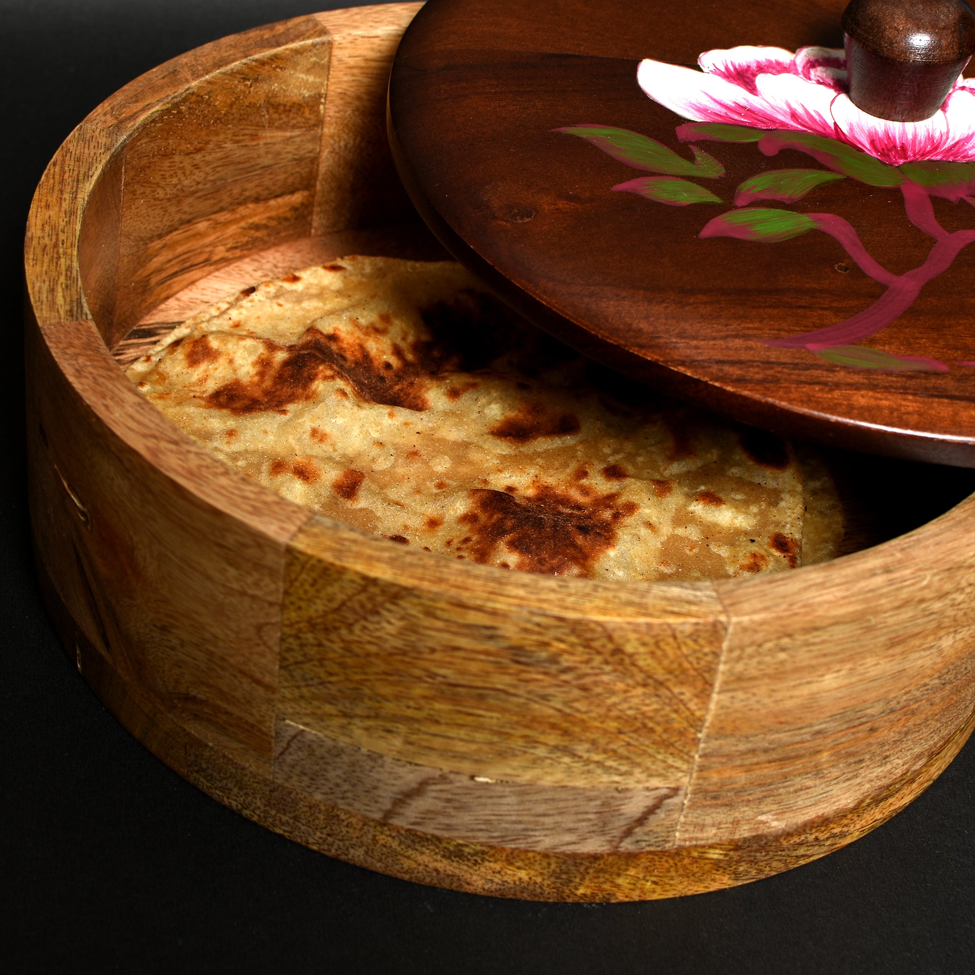 Wooden Large Roti Box (8X8X3 Inch)