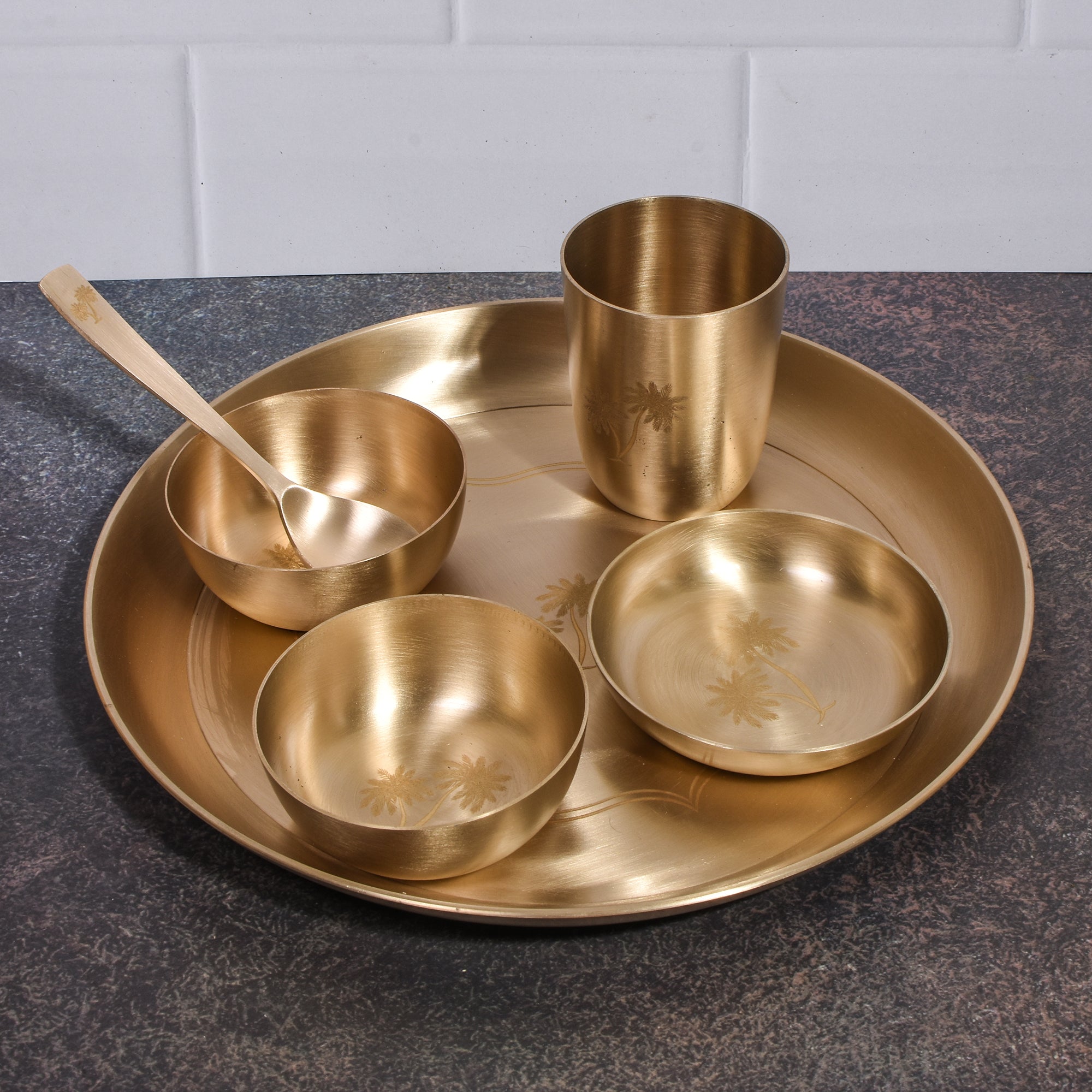 Handcrafted Kansa Thali Set of 6 - Pure Bronze Dinnerware