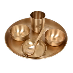 Handcrafted Kansa Thali Set of 6 - Pure Bronze Dinnerware