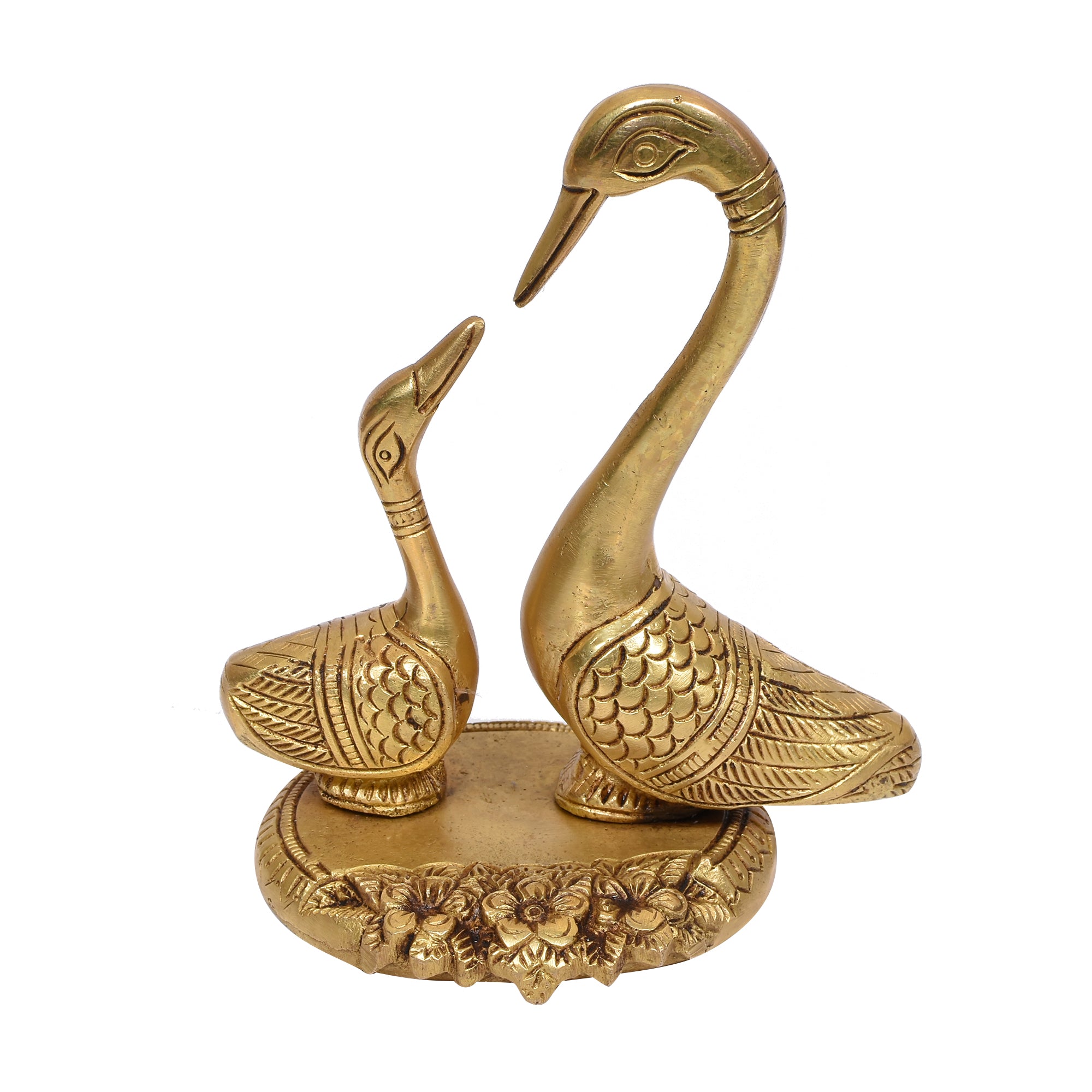 Brass Swan Pair Sculpture – Handcrafted Symbol of Love & Grace 5.5 (inch)