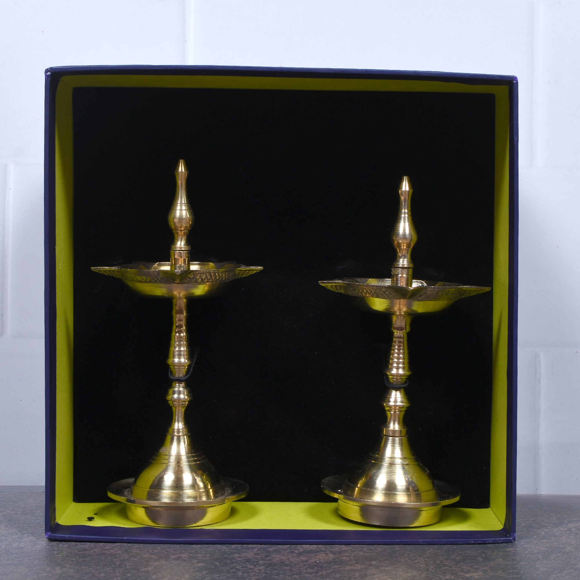 Premium Brass Diya Set of 2 – Traditional Pooja Deepam