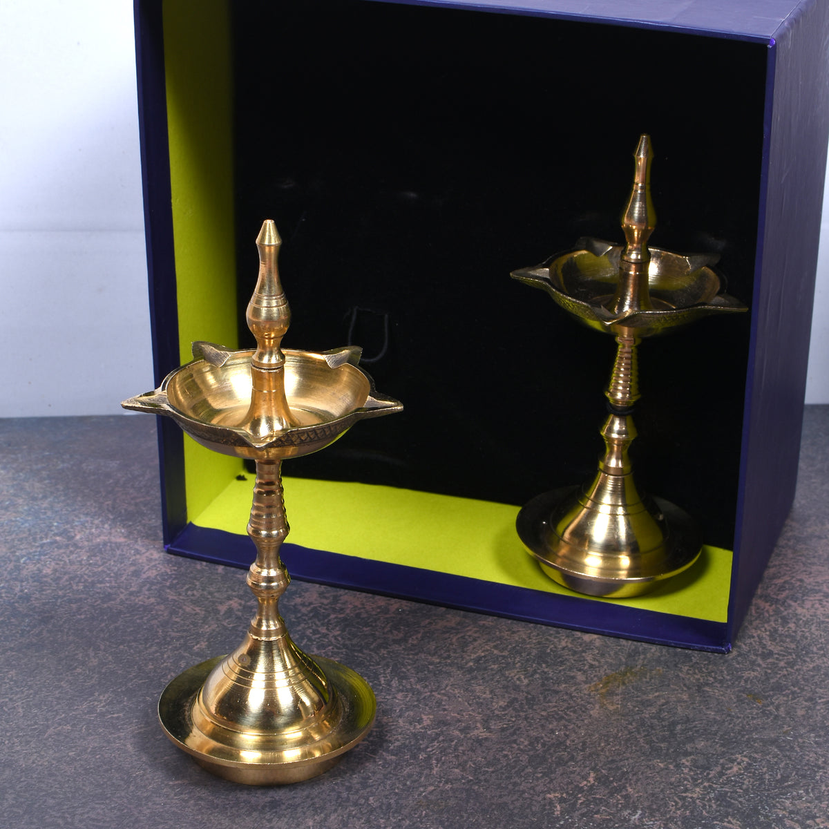 Premium Brass Diya Set of 2 – Traditional Pooja Deepam