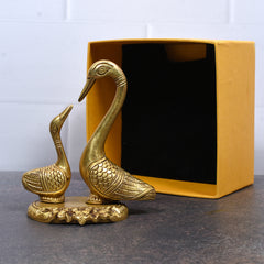 Brass Swan Pair Sculpture – Handcrafted Symbol of Love & Grace 5.5 (inch)