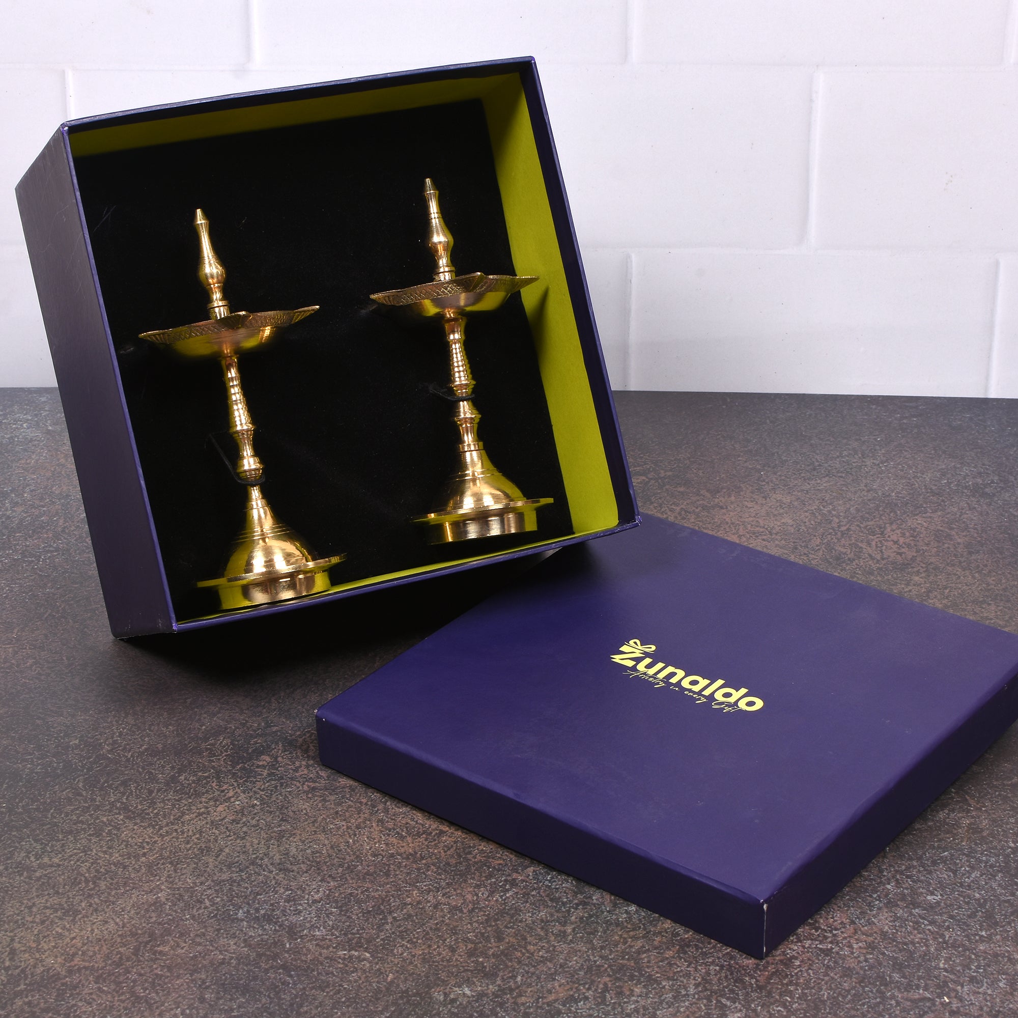 Premium Brass Diya Set of 2 – Traditional Pooja Deepam