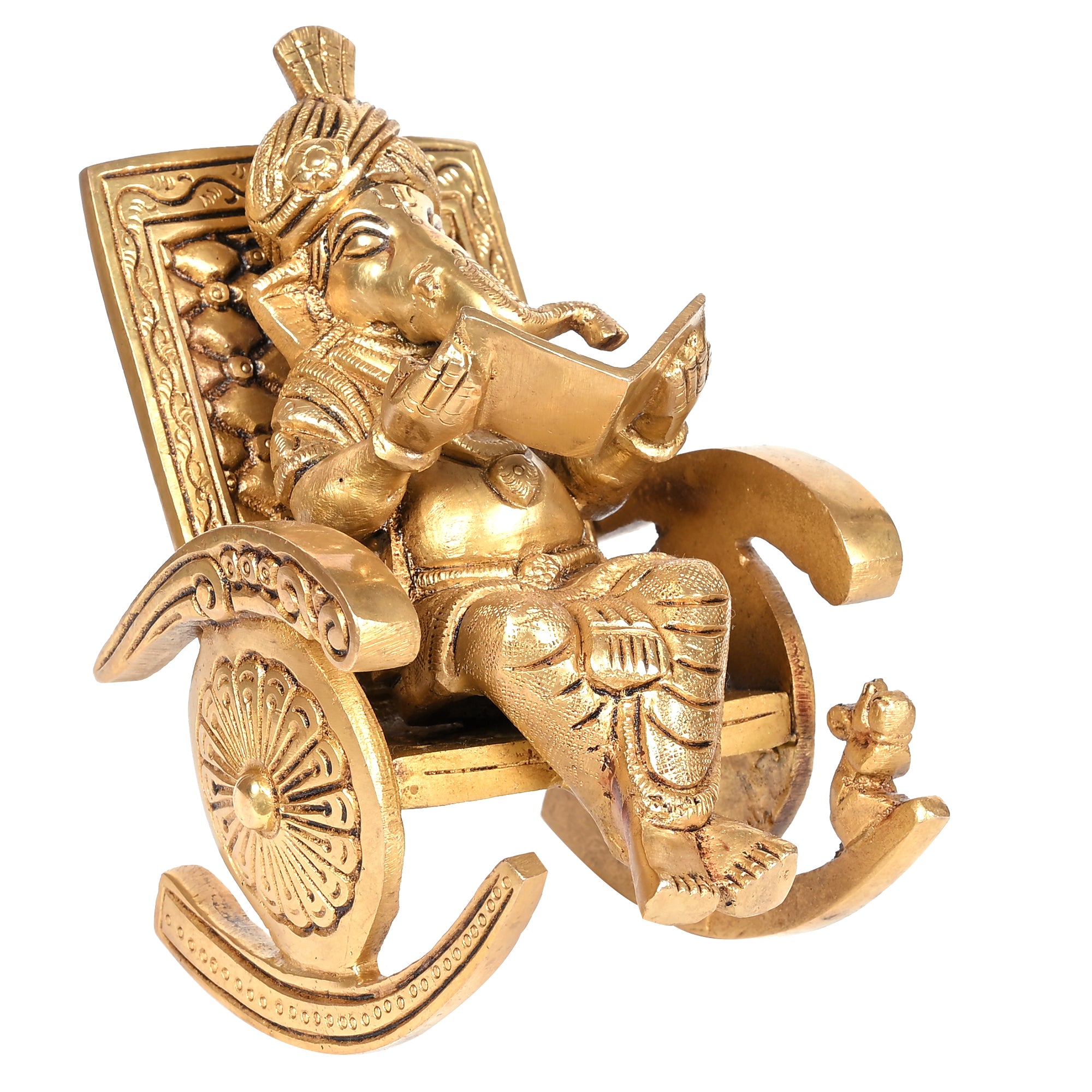 Brass Ganesha on Rocking Chair 6.5"