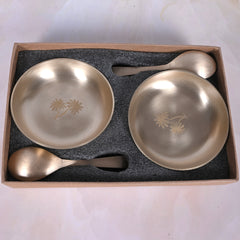 Handcrafted Kansa Dessert Bowl Set with Spoon (Set of 2)