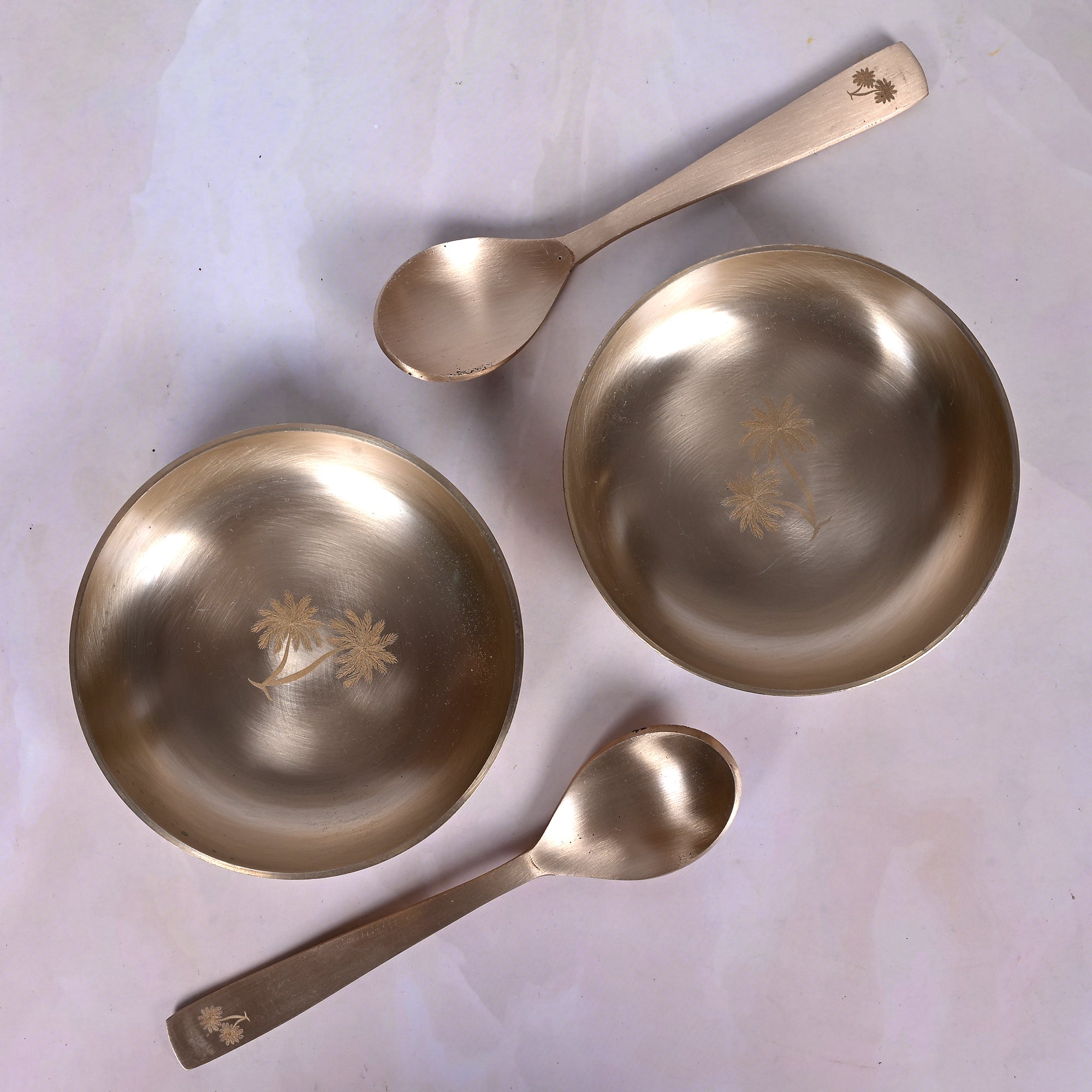 Handcrafted Kansa Dessert Bowl Set with Spoon (Set of 2)