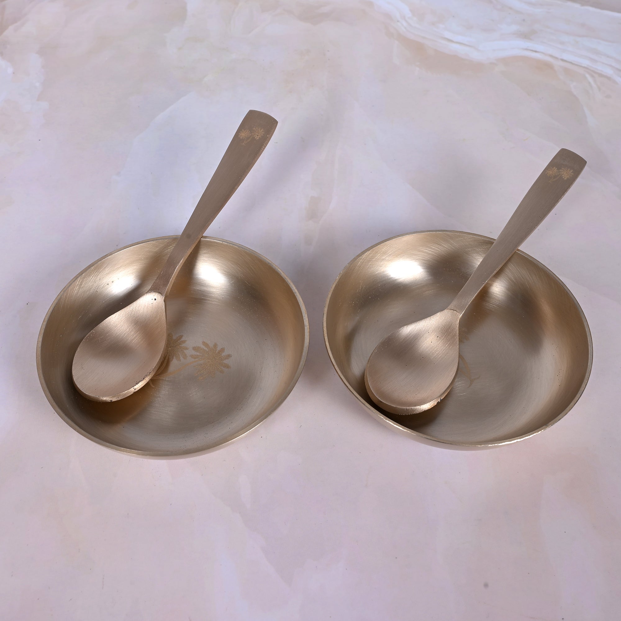 Handcrafted Kansa Dessert Bowl Set with Spoon (Set of 2)