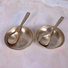 Handcrafted Kansa Dessert Bowl Set with Spoon (Set of 2)