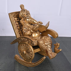 Brass Ganesha on Rocking Chair 6.5"