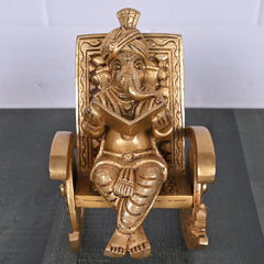 Brass Ganesha on Rocking Chair 6.5"