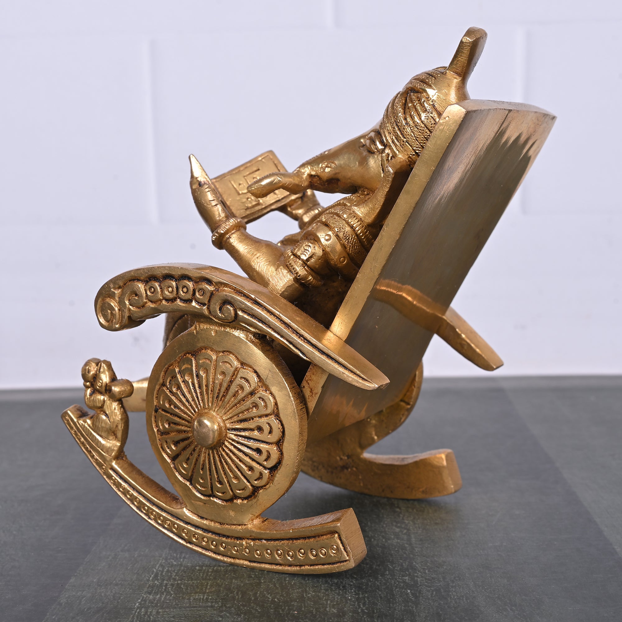 Brass Ganesha on Rocking Chair 6.5"