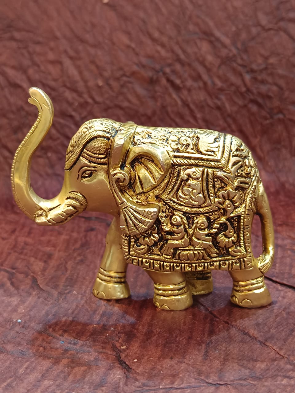 Pure Brass Elephant with Trunk Up – 4 Inch | 1 Kg For Showpiece & Gift
