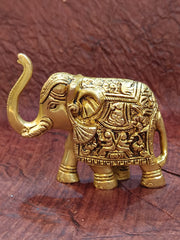 Pure Brass Elephant with Trunk Up – 4 Inch | 1 Kg For Showpiece & Gift