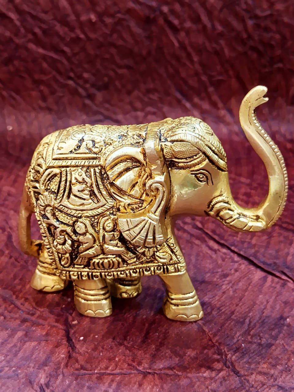 Pure Brass Elephant with Trunk Up – 4 Inch | 1 Kg For Showpiece & Gift