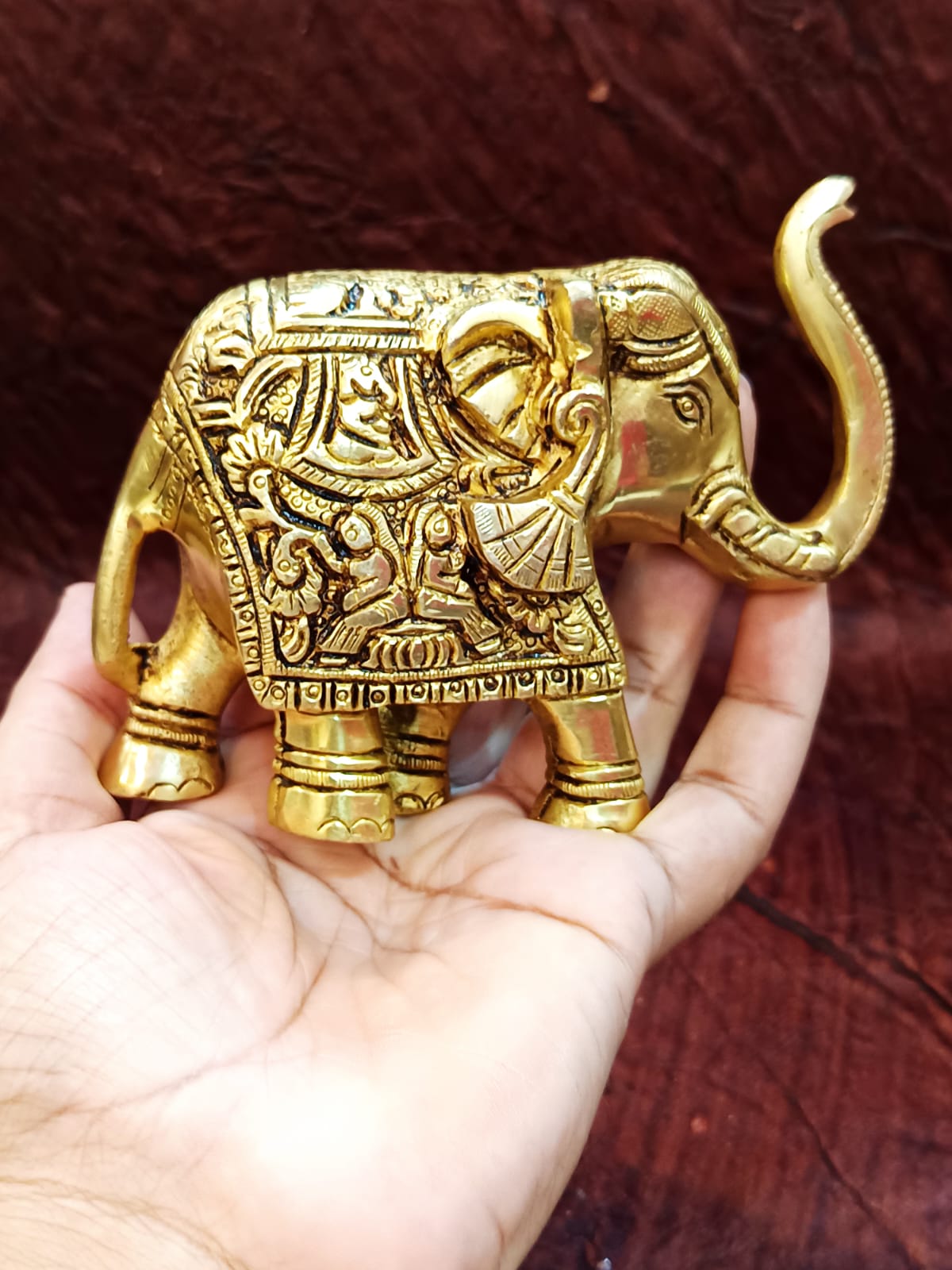 Pure Brass Elephant with Trunk Up – 4 Inch | 1 Kg For Showpiece & Gift