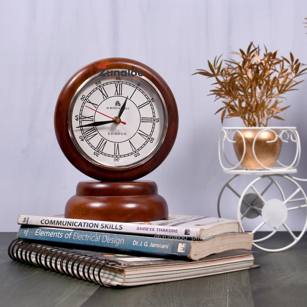 Vintage Table Clock – 8 Inch | Premium Mango Wood | Roman Dial