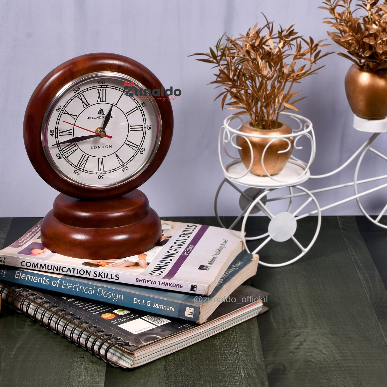 Vintage Table Clock – 8 Inch | Premium Mango Wood | Roman Dial