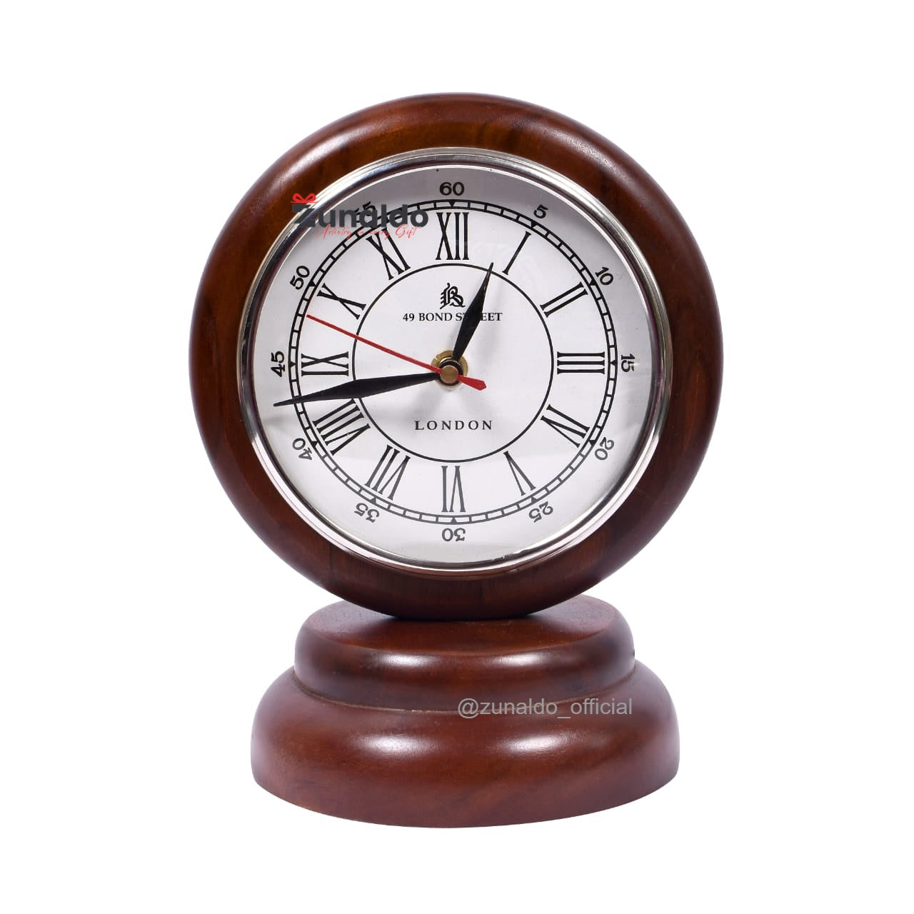 Vintage Table Clock – 8 Inch | Premium Mango Wood | Roman Dial