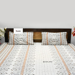 Pure Cotton Double Bedsheet – Wheat Motif Hand Block Print with Pillow Covers