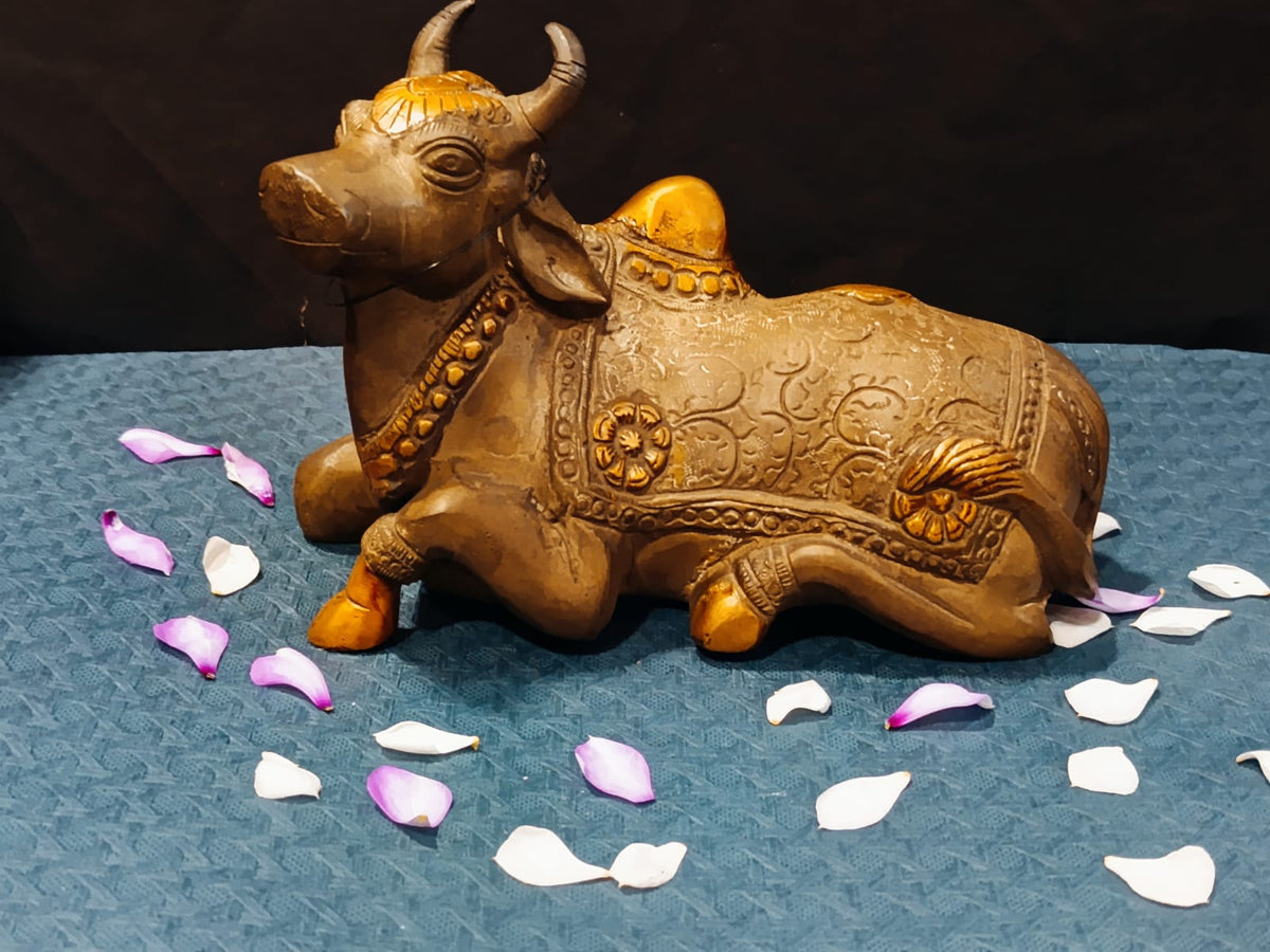 Handcrafted Brass Nandi Sitting (8 X 5 Inch)