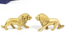 Handcrafted Brass Lion Pair Figurines for Home & Office Décor
