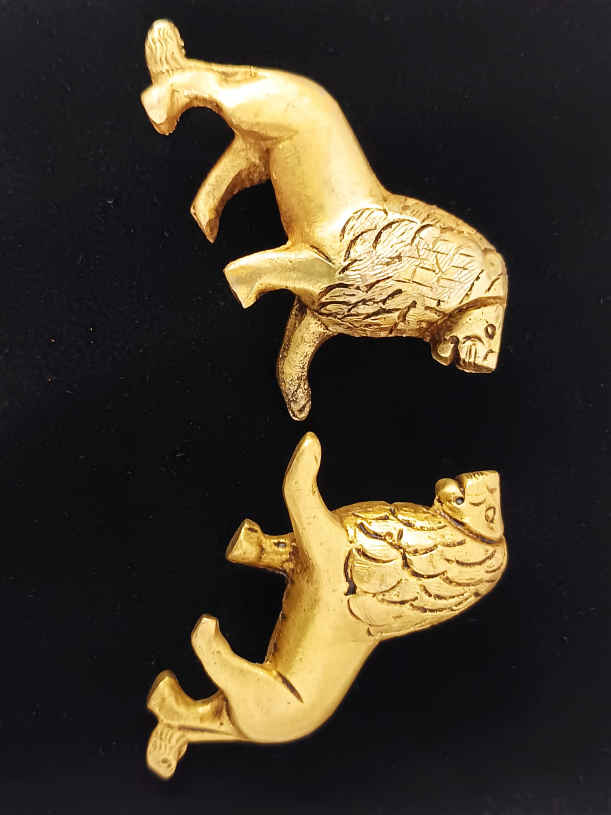Handcrafted Brass Lion Pair Figurines for Home & Office Décor