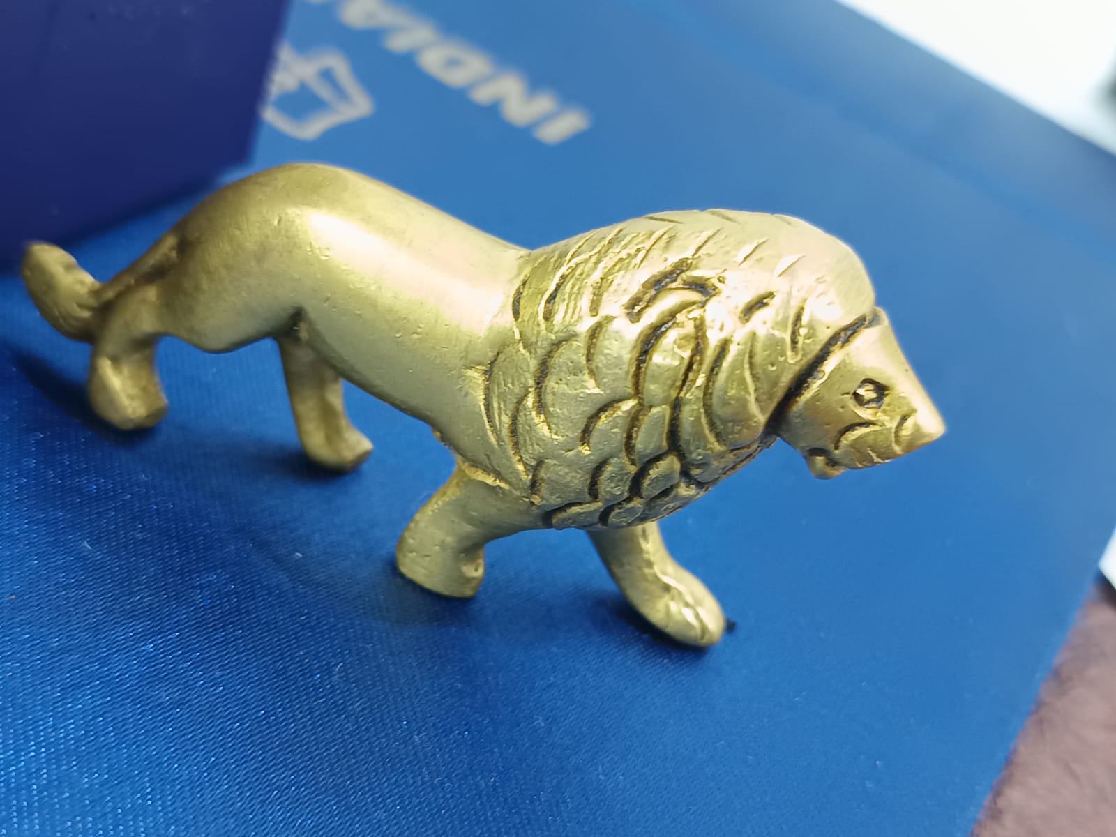 Handcrafted Brass Lion Pair Figurines for Home & Office Décor
