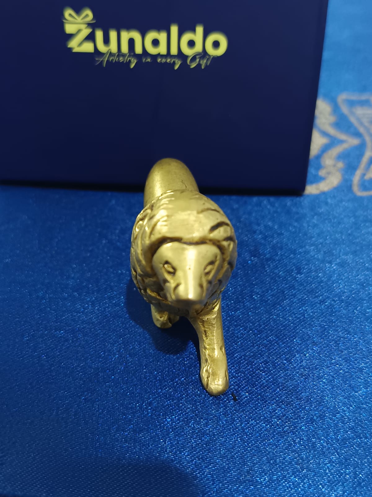 Handcrafted Brass Lion Pair Figurines for Home & Office Décor