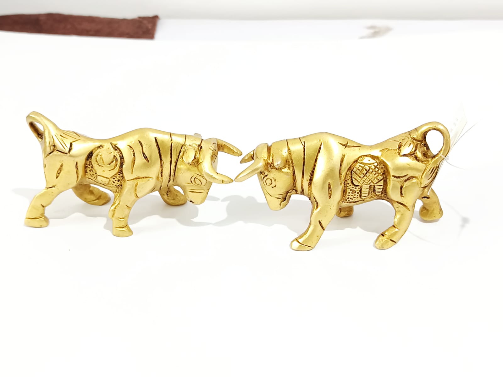 Handcrafted Brass Bull Pair Figurines for Vastu, Home & Office Décor