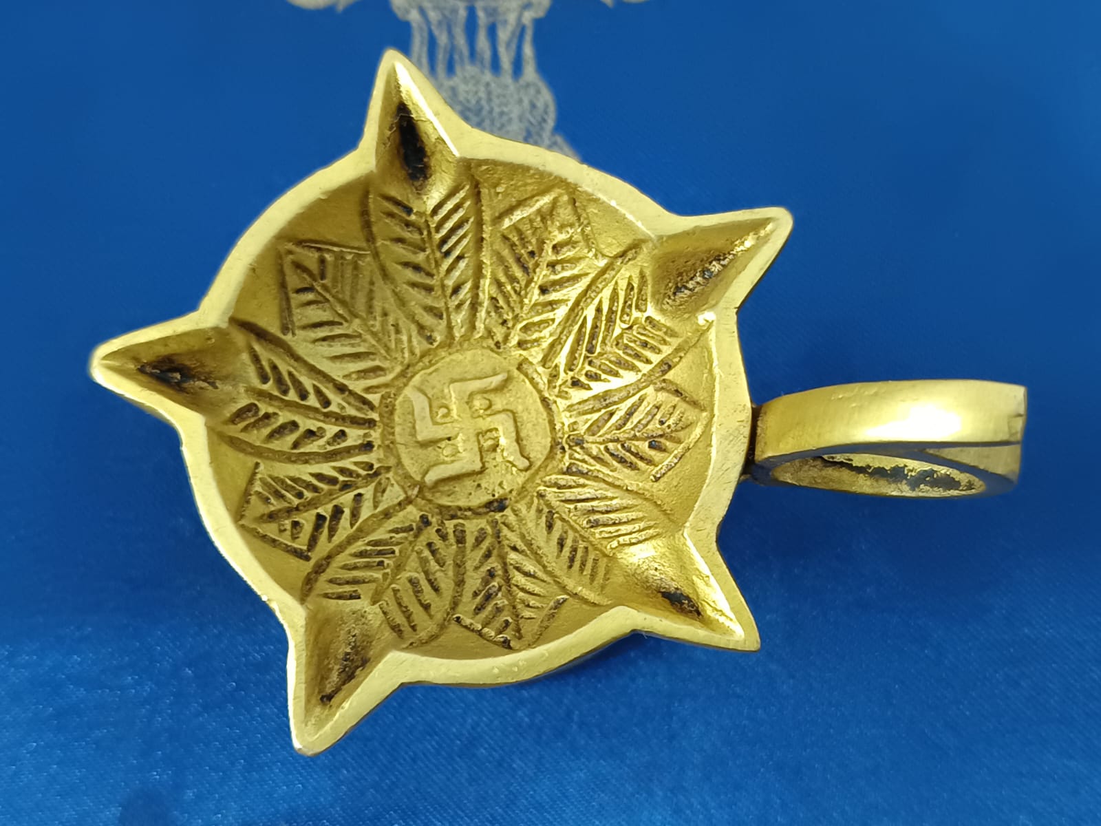 Handcrafted Brass Swastik Diya with Handle for Pooja & Rituals
