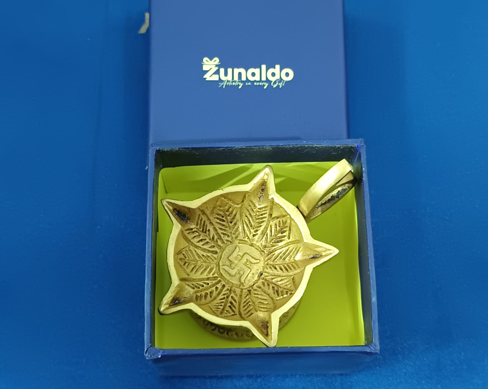 Handcrafted Brass Swastik Diya with Handle for Pooja & Rituals