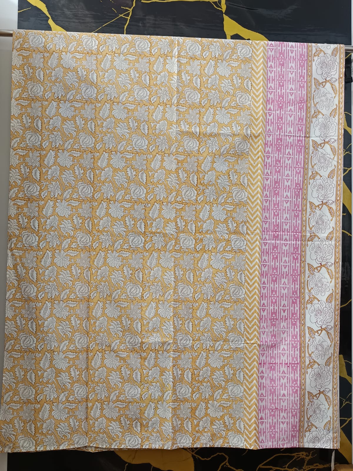 Hand Block Printed Cotton Bedsheet  (90 X108 ) IN
