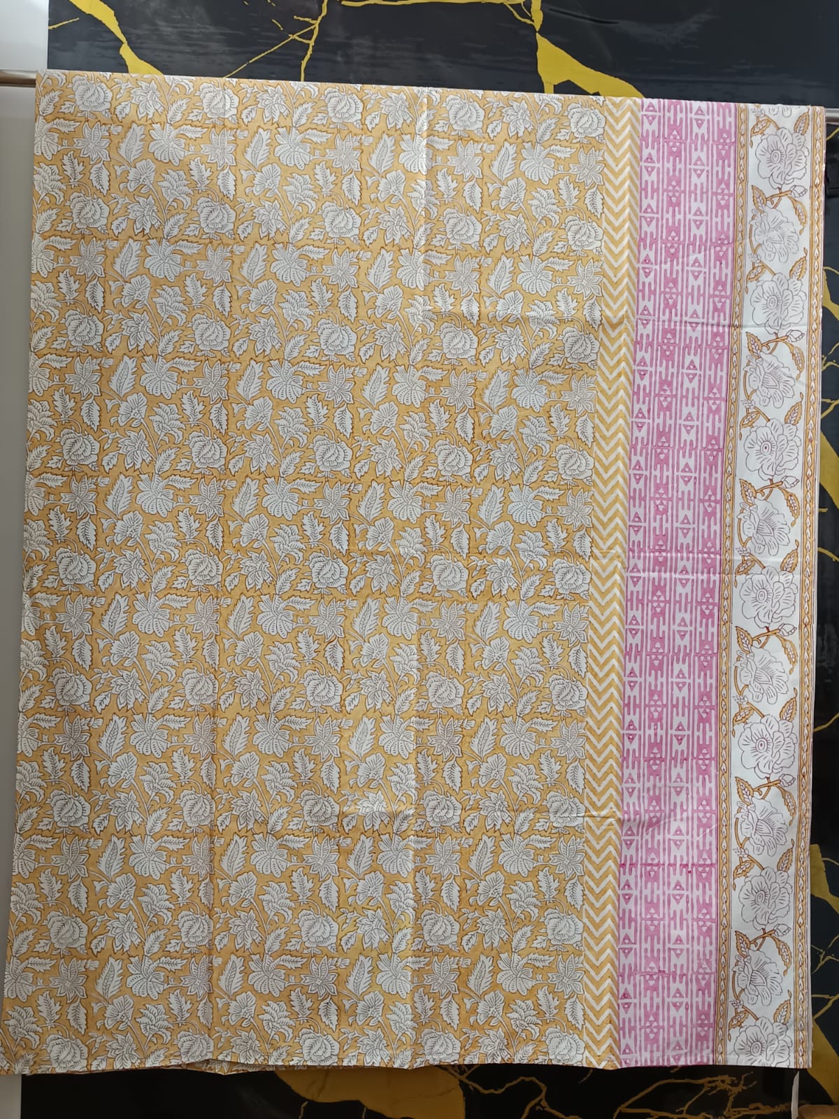 Hand Block Printed Cotton Bedsheet  (90 X108 ) IN