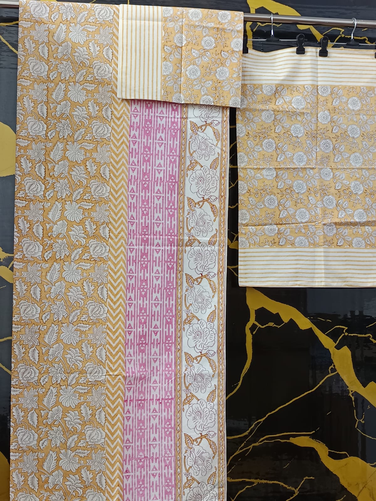 Hand Block Printed Cotton Bedsheet  (90 X108 ) IN