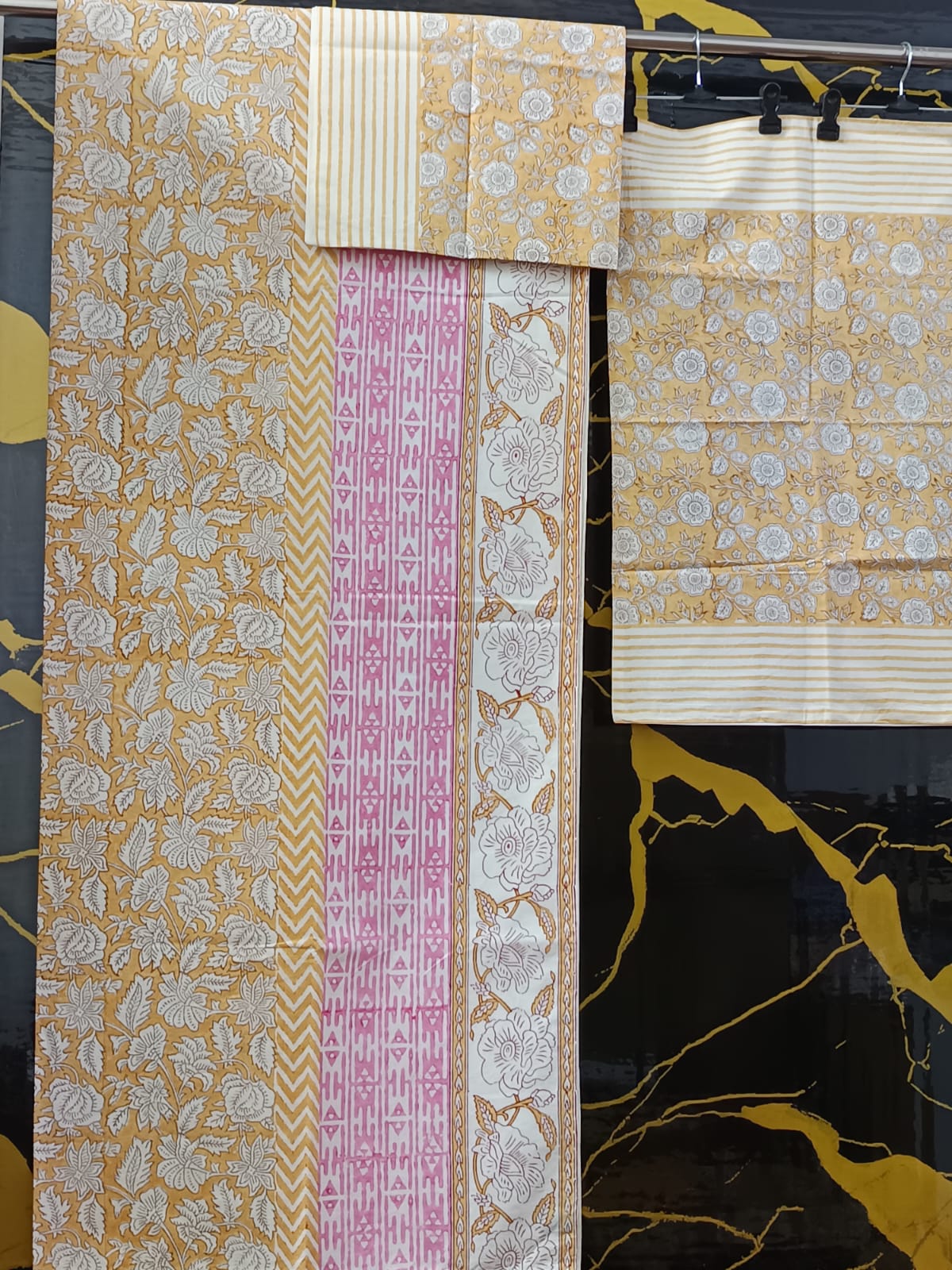 Hand Block Printed Cotton Bedsheet  (90 X108 ) IN