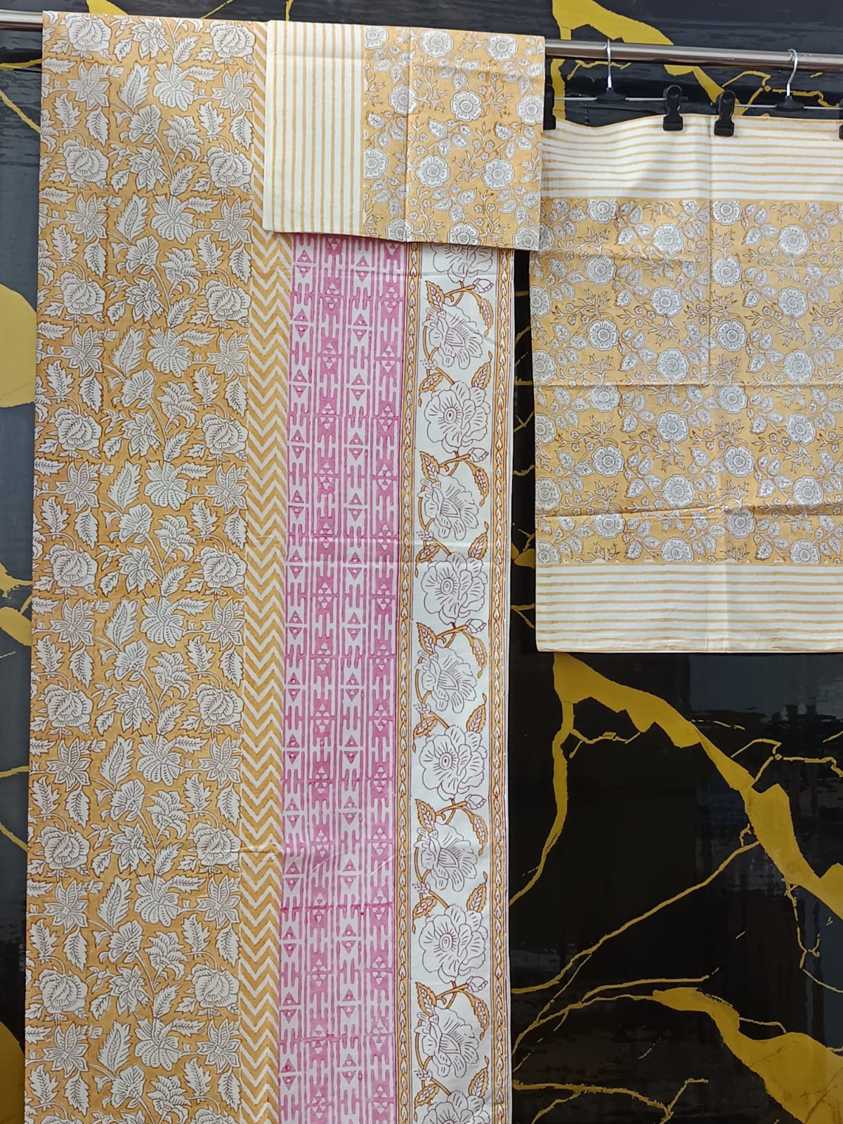 Hand Block Printed Cotton Bedsheet  (90 X108 ) IN