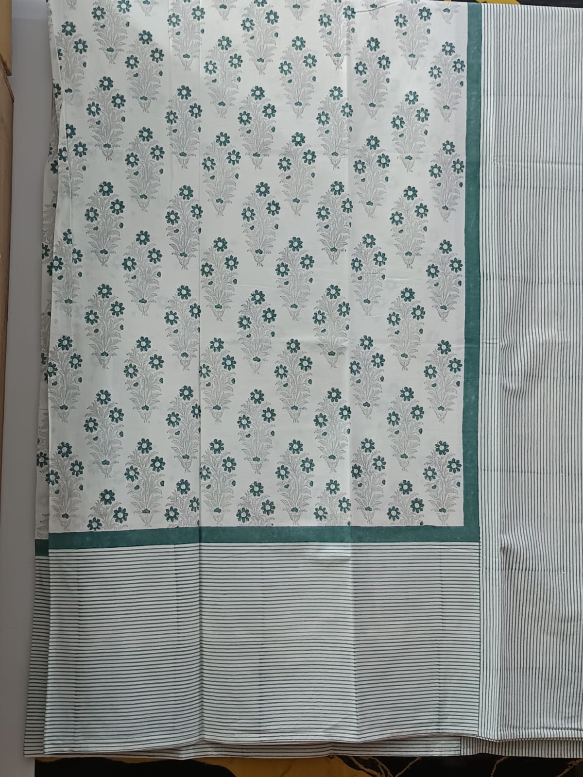 Hand Block Printed Cotton Bedsheet  (90 X108 ) IN
