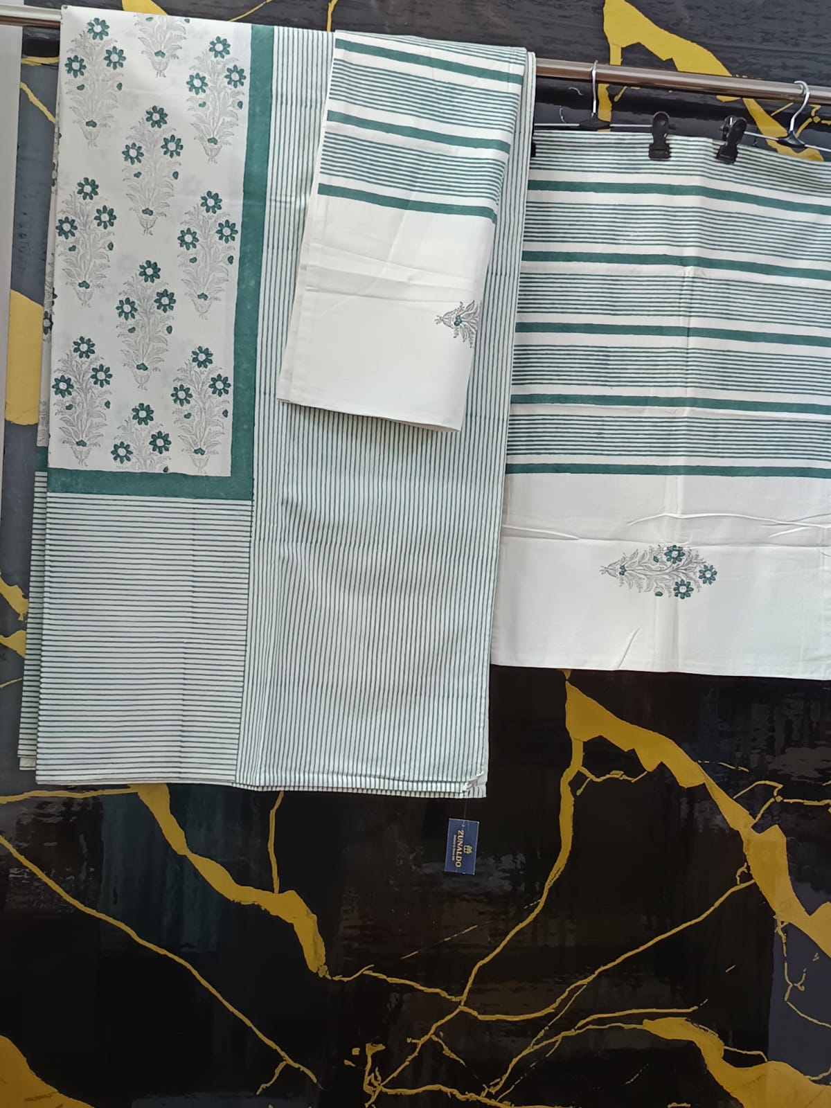 Hand Block Printed Cotton Bedsheet  (90 X108 ) IN