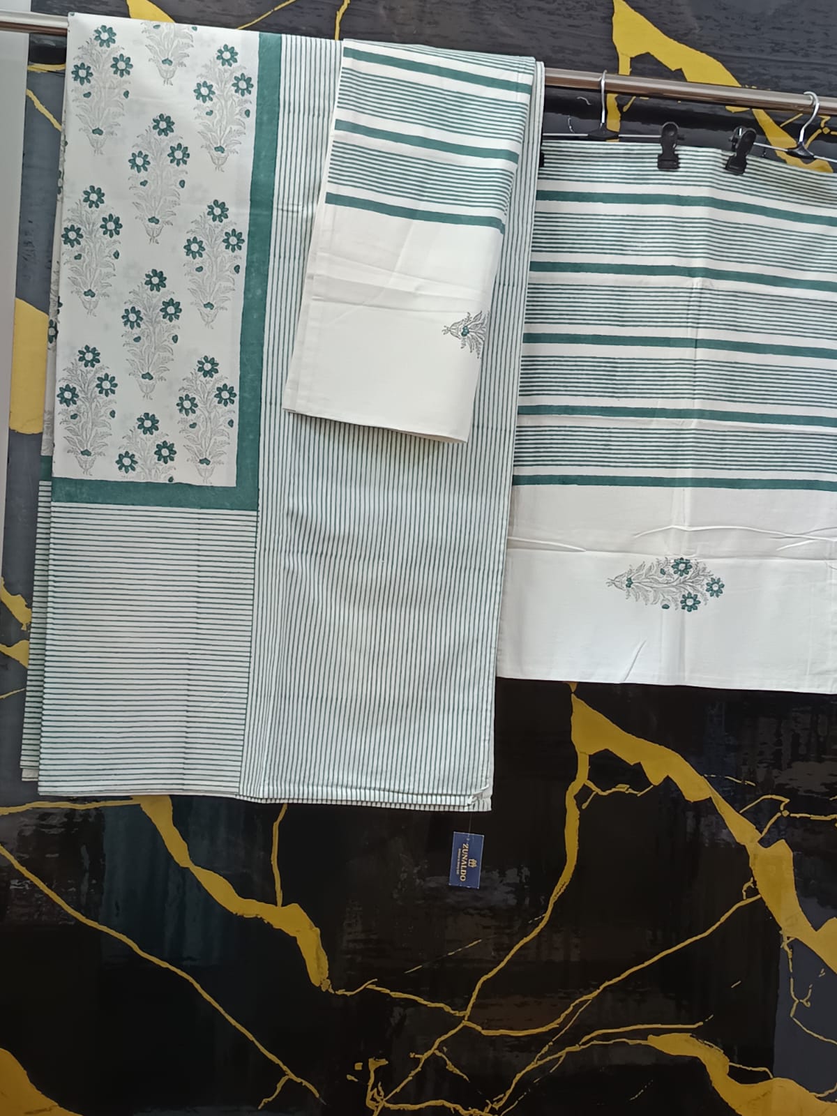 Hand Block Printed Cotton Bedsheet  (90 X108 ) IN